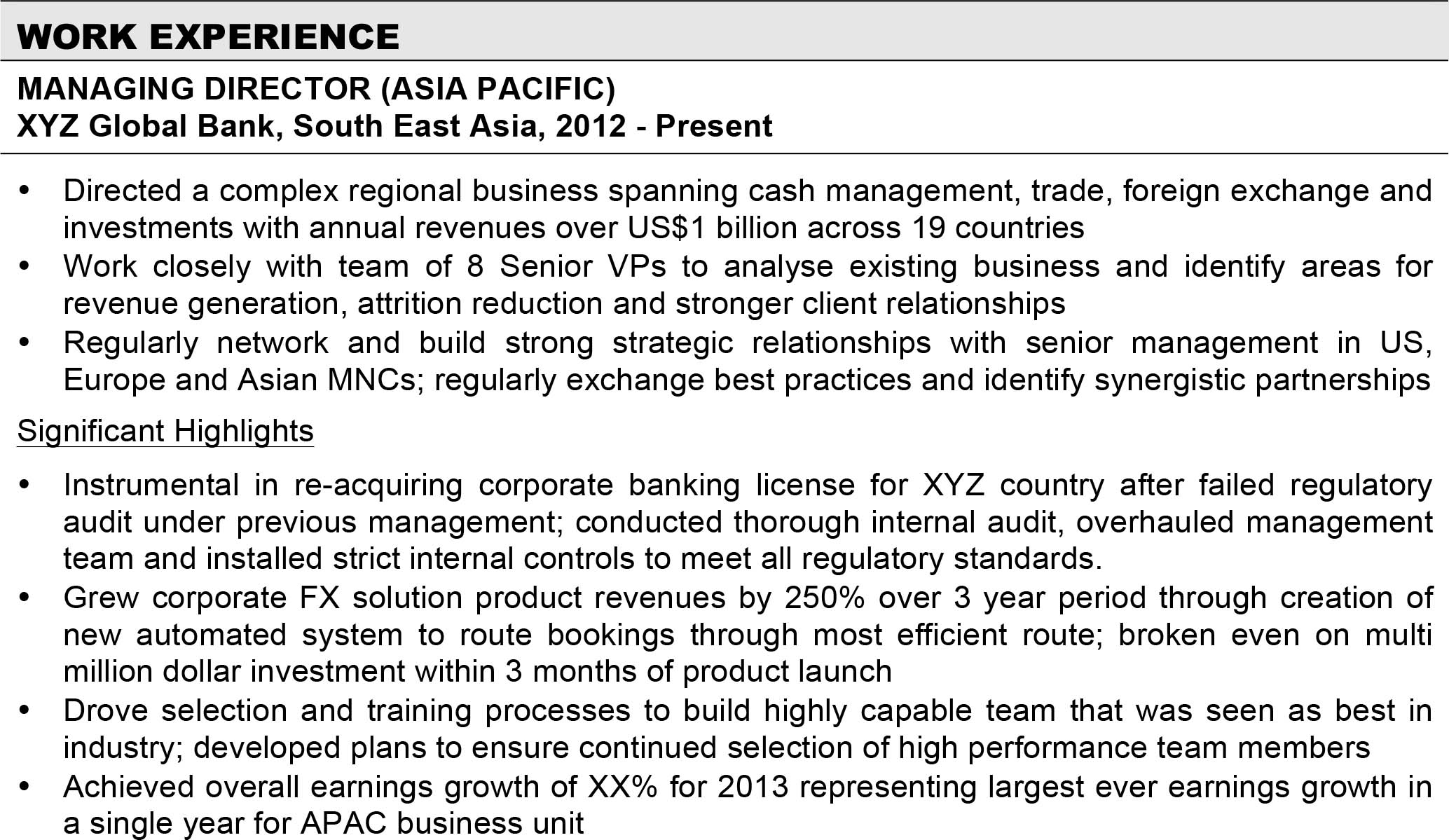 Work Experience Resumewriter My Asia Pacifics Top Rated CV Firm